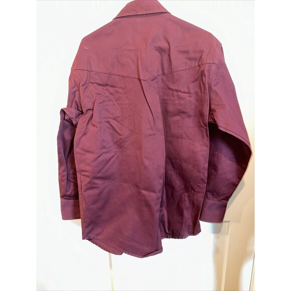 Real Ranch Men's Burgandy Thick Twill Western Work Shirt Small Pearl Snap EUC - Picture 5 of 6